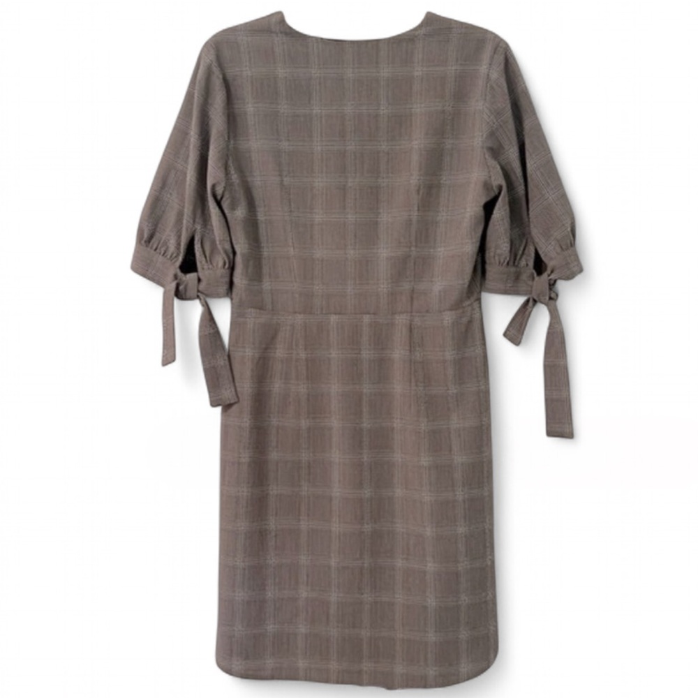 Pleione Gray Plaid Wrap Dress XS - Picture 4 of 10